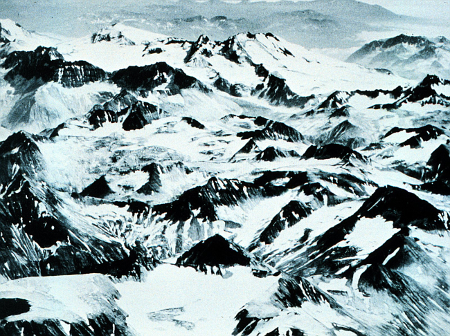 Fairweather Range, Alaska, from photogrammetric aircraft