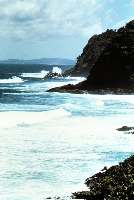 Heavy surf batters south coast of American Samoa, 1971