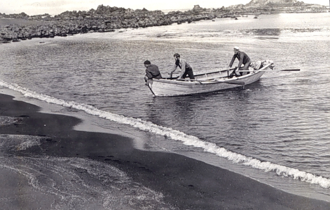 Skiff from PIONEER in the Aleutians with an easy landing