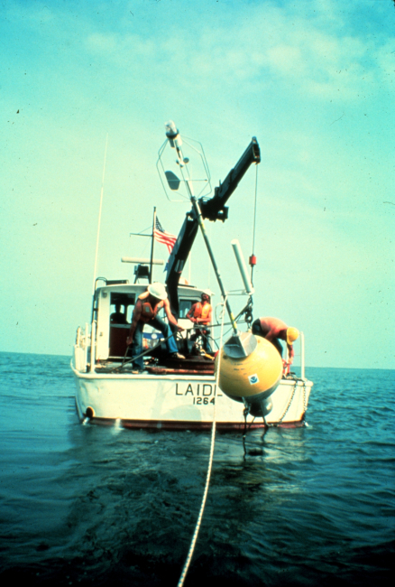 NOAA Research Vessel LAIDLY deploying oceanographic buoy
