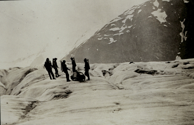Using Yukon sled across Portage Glacier