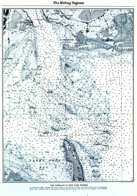 Nautical chart of New York Harbor, 1845