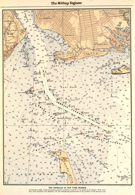 Nautical chart of New York Harbor, ca