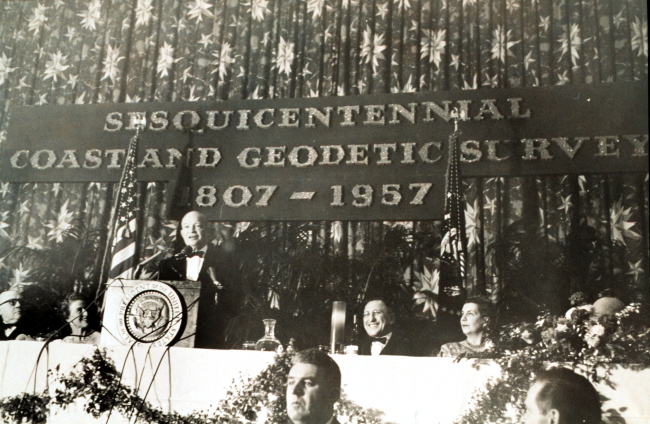 President Dwight David Eisenhower speaking at the 150th Anniversary of theCoast and Geodetic Survey