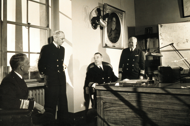 L-R -- Rear Admiral Jean Hawley, Commander Frank S