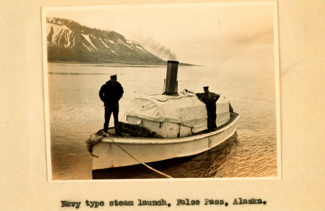 Navy type steam launch off of PIONEER