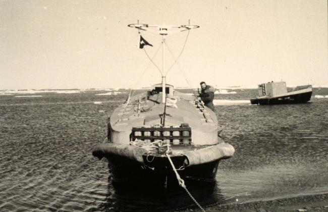 Arctic Field Party hydrographic launch - a converted LCVP