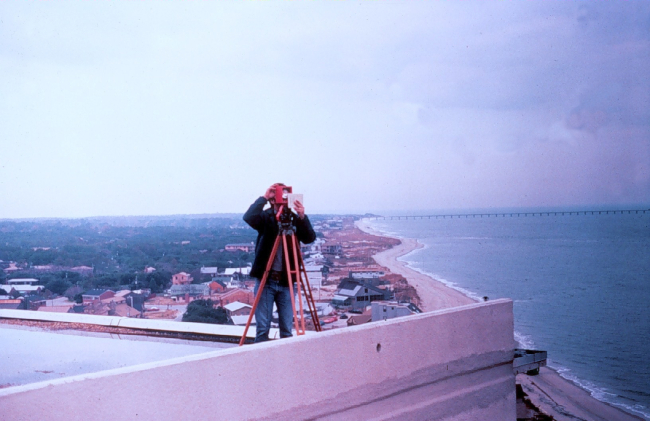 Observing from the top of beachfront building