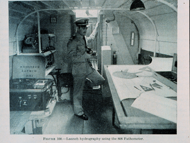 Interior of hydrographic launch from 1942 Hydrographic Manual