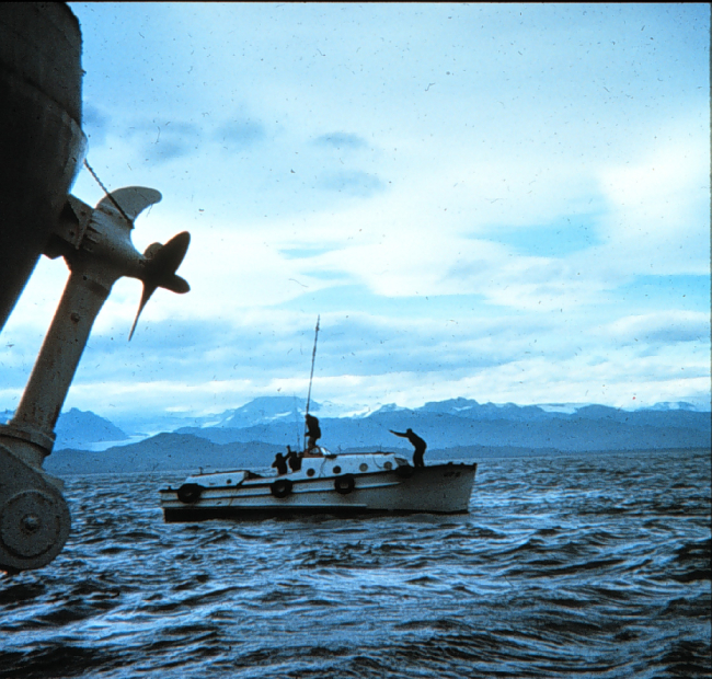 Hydrographic launch off SURVEYOR near Kalgin Island, Cook Inlet