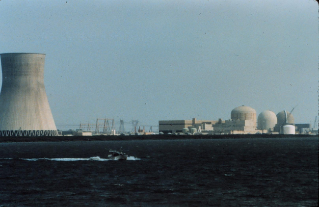 Jensen Launch on line dwarfed by nuclear power plant cooling tower