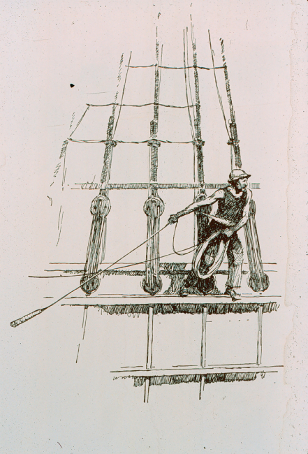 Sailor sounding from merchantman - Nineteenth Century