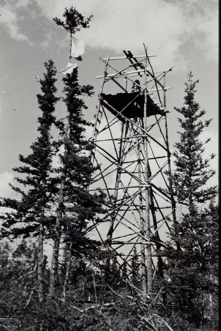 Pole tower built from native timber at Takhini West Base