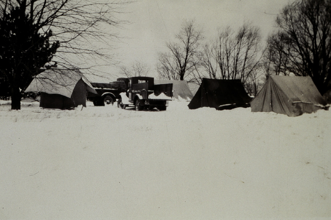 Camp at Station Sturgeon Point at onset of winter