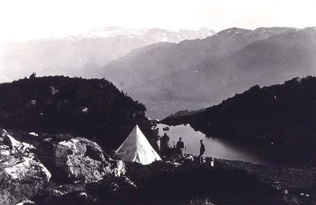 Camp on the side of Mount Cote