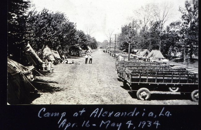 Camp at Alexandria - observing arc between Eunice and Rustun, Louisiana