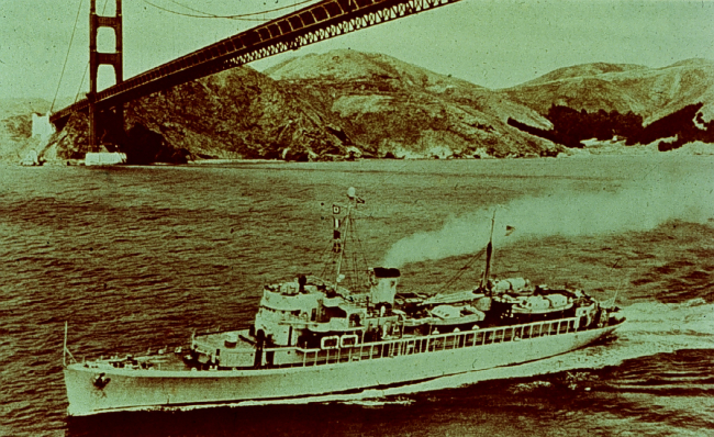 C&GS; Ship PIONEER under Golden Gate Bridge