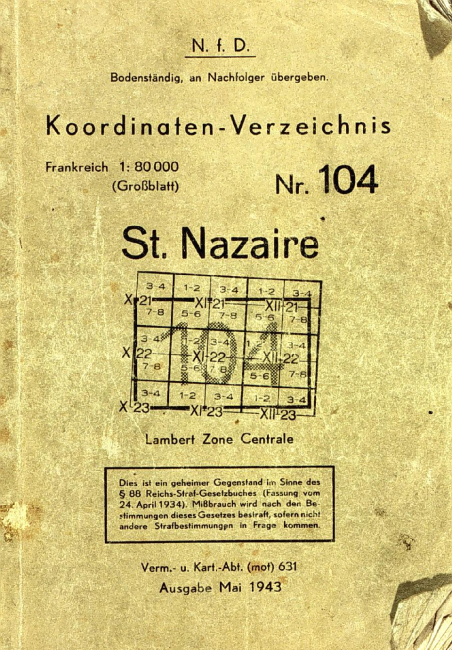 Title page of captured German geodetic control book for St