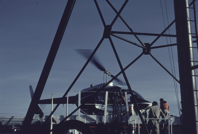 Helicopter operations on the SURVEYOR - Bering Sea 1977