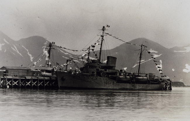 Coast and Geodetic Survey Ship EXPLORER dressed for the 4th of July