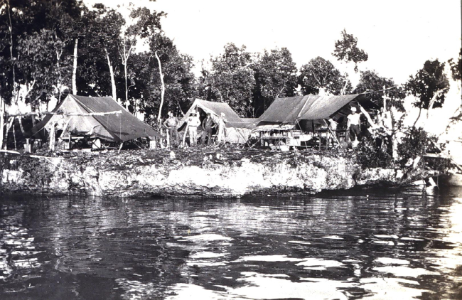 Shore camp on small coral islet