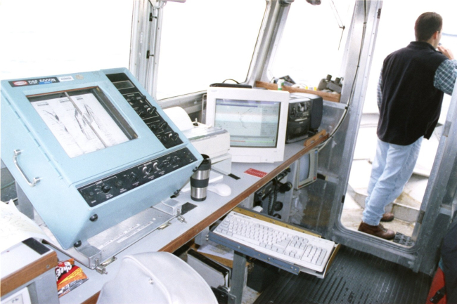 Survey gear on bridge of NOAA Ship RUDE
