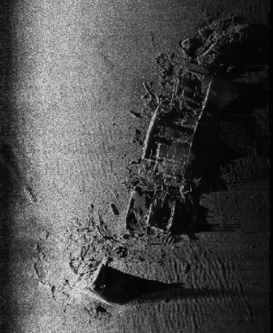 Sidescan sonar record of shipwreck