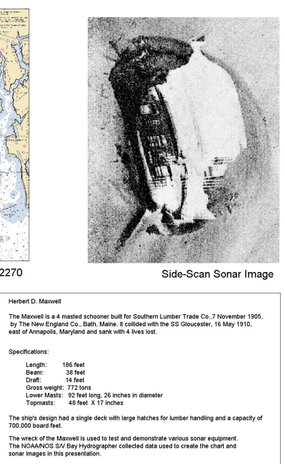 Sidescan sonar image of the 4-masted schoonerHERBERT D