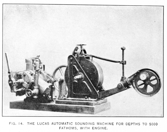The Lucas Automatic Sounding Machine for depths to 5000 fathoms, with engine