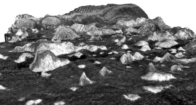 3-D image of Diamond Shoal showing combined multi-beam sounding/sidescansonar data product