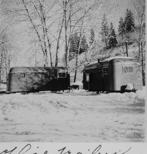 Office trailers in the city park at Colfax, Washington