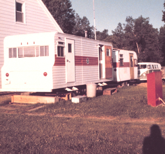 Survey crew office trailers at Fairport Harbor Coast Guard Station