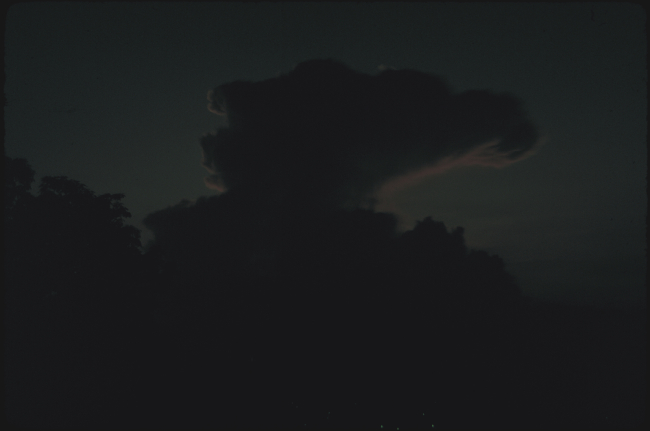 Anvil topped thunderstorm at twilight after sunset