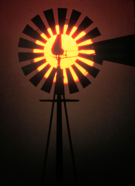 A windmill sunset