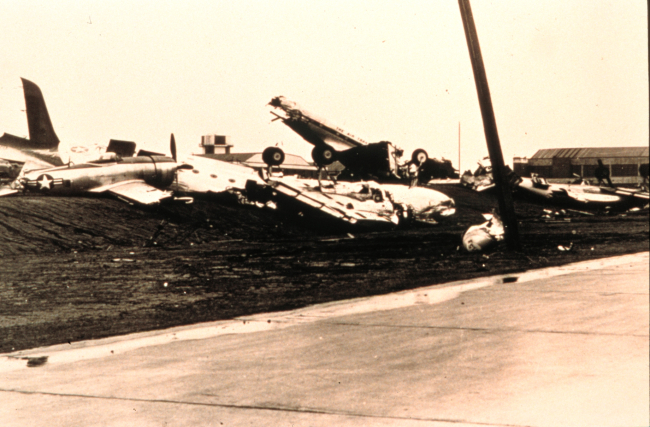 Airplanes thrown about like toys by tornadoTornado of March 20, 1948 at Tinker Air Force Base, Oklahoma