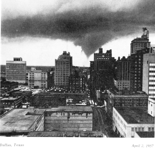 Tornado as seen from downtown Dallas