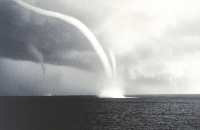 Multiple waterspouts off the Bahamas Islands