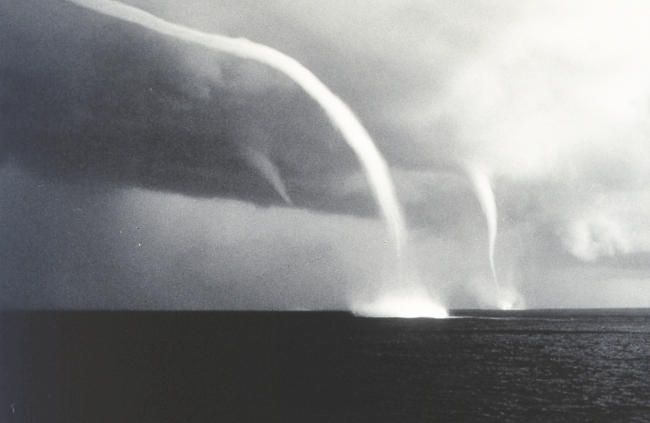 Multiple waterspouts off the Bahamas Islands
