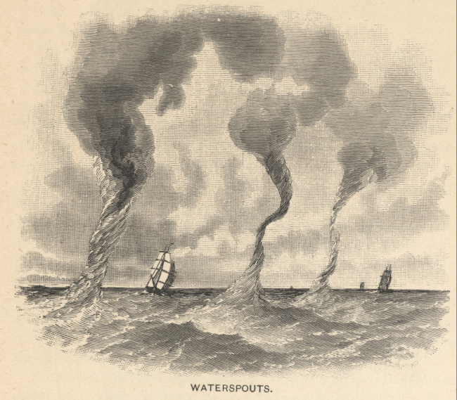 Waterspouts as depicted in Butler's Physical Geography, 1887,  p