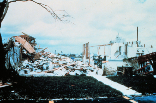 Hurricane Andrew - A home in Naranja Lakes in which a fatality occurredThe home survived the initial impact of Hurricane AndrewCollapse occurred after passage of eye and reversal of winds