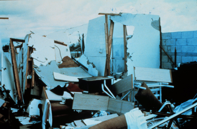 Hurricane Andrew - A home in Naranja Lakes in which four adults survivedThey took refuge in an interior closet