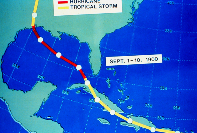 The track of the Galveston HurricaneThis was the greatest natural disaster in terms of loss of life in U