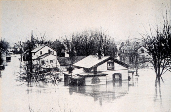 Part of the residential section of Fremont, Ohio, flooded