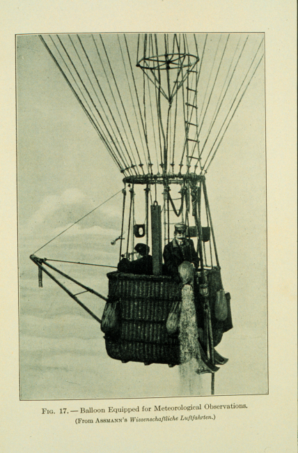 A balloon equipped for meteorological observationsFigure 17 of Meteorology by Willis Milham, 1912A German balloon ascent in the late 1800's