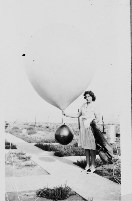 Launching a pilot balloonWomen's first opportunities in meteorology occurred as a result of WWII