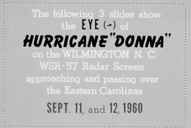 The track of Hurricane Donna as tracked by radar -  Photo #11 of sequence Not the first hurricane seen on radar, this was the best tracked at time