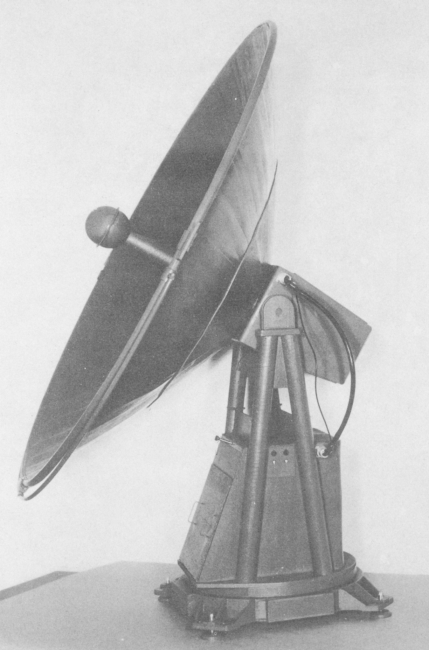 Scale model of new radiotheodolites meant to replace the SCR-658 bed-springtype for tracking balloon carried radiosondes