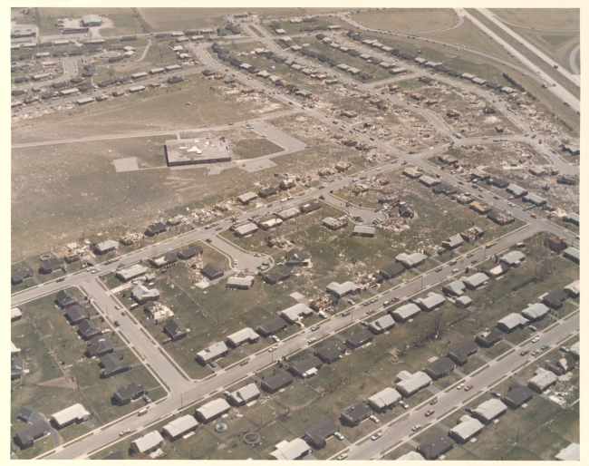 Windsor Park and Arrowhead tornado damage from Super Tornado Outbreakof April 3, 1974