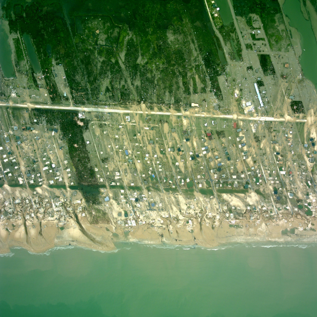 Aerial photograph geo-C25883831 of Texas coast following landfall of HurricaneIke