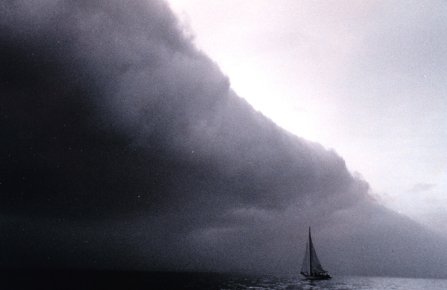 Sail boat approaching squall line
